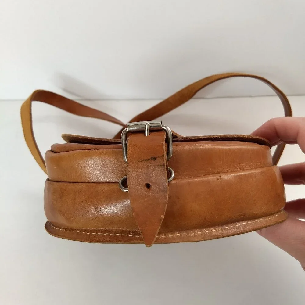 Frances Denney Leather Purse Bag Mini Saddlebag Crossbody Strap  Buckle Closure